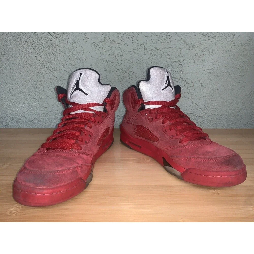 Nike Air Jordan V‎ 5 Red Suede 2017 Retro BG GS 440888-602 sz 6.5Y